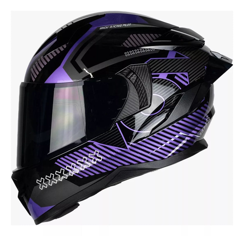 Casco Integral Kov Ares Know Negro con Morado