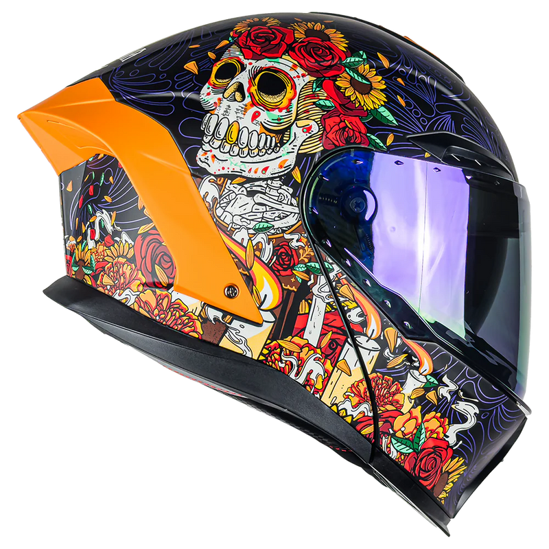 Casco Abatible Kov Orion Catrina Naranja